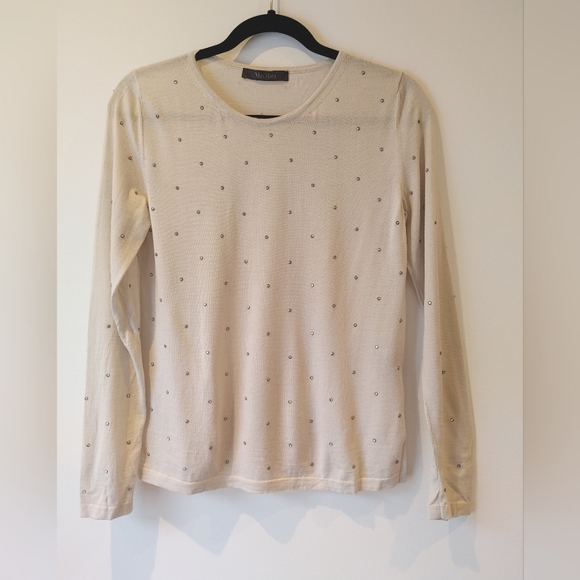 Max Mara Sierra Embellished Wool Sweater Size 6 - Picture 7 of 14
